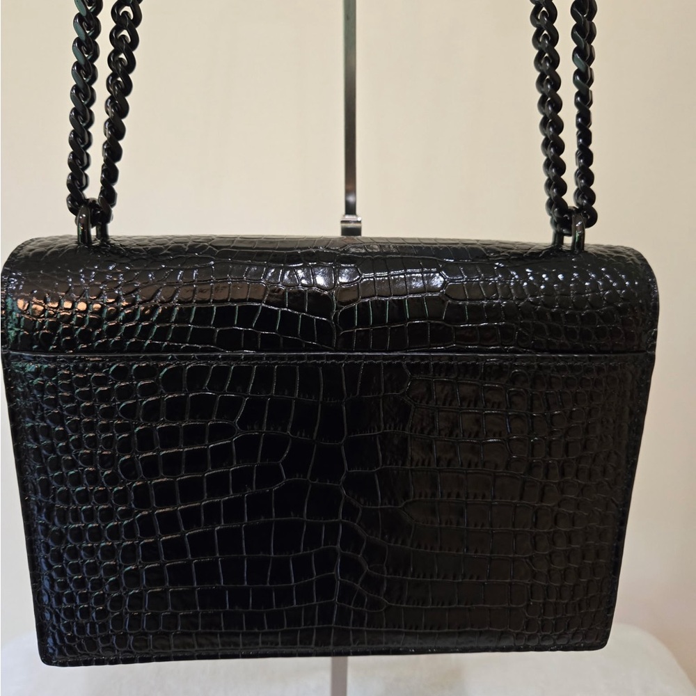 Yves Saint Laurent Black Glossy Shoulder Bag with Chain Strap - Picture 2 of 14